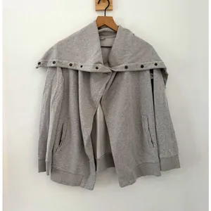 ALLSAINTS Brooke Sweat Women’s Gray Snap Hooded Jacket Pockets Size Sm Lounge thumbnail 2