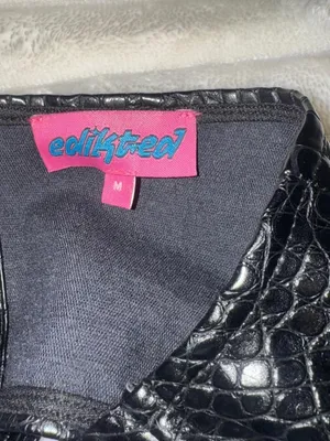 Edikted black crocodile textured corset top in a M thumbnail 4