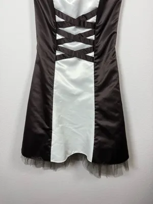 Jessica McClintock Gunne Sax Strapless Satin Corset Dress Brown Size 3/4 thumbnail 4