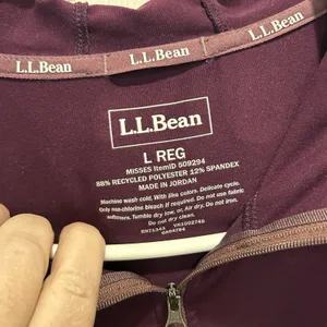 LL Bean Womens Large 1/4 Zip Hoodie Burgundy‎ Performance Pullover Thumbholes thumbnail 5