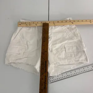 American Eagle Cargo Shorts Womens Size 2 90's Boyfriend Stretch Raw Hem White thumbnail 10