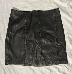 Free people black leather skirt thumbnail 1