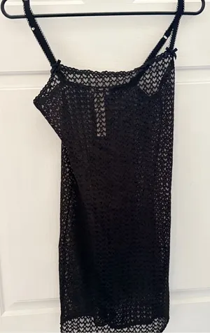 PINK Victoria's Secret Black Heart Lace Swim Cover-Up Slip thumbnail 1