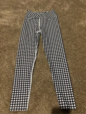 Year of Ours Black and White Gingham Kids Leggings thumbnail 1
