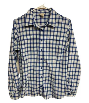 Duluth Trading DuluthFlex No Fly Zone Shirt Long Sleeve Plaid Blue Sz M thumbnail 1