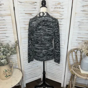 SKIES ARE BLUE Women's Medium Knit Blazer Aztec Southwest Black White Cardigan thumbnail 11