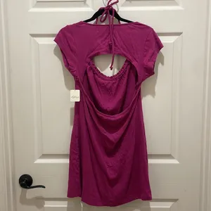 NWT Free People Beach Cranberry Vivi Open Back Stretch Mini Dress thumbnail 4
