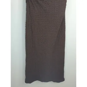 Zara Expresso Brown Textured Knot Ruched Side Maxi Dress LARGE Modest‎ Preppy thumbnail 5