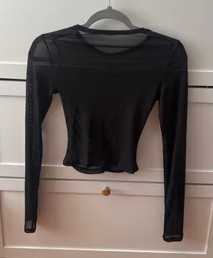Sheer Top Garage Black Ruched thumbnail 1