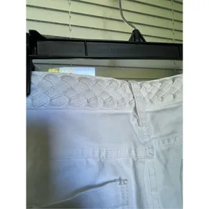 Abercrombie & Fitch High Rise Braided Waist Fringe Hem Festival Shorts White Sz4 thumbnail 7