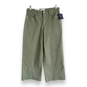 Crown & Ivy Womens Crop Jeans Sz 4R‎ 4 Wide Leg Army Olive Green Denim NEW thumbnail 3