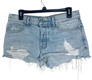 Revice Los Angeles Cut-off Distressed Fringed Rigid Denim Jean Shorts size 27 thumbnail 1