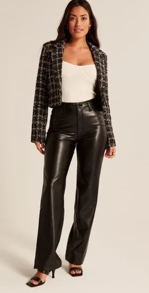 Abercrombie Curve Love Leather 90s Relaxed Pant thumbnail 1