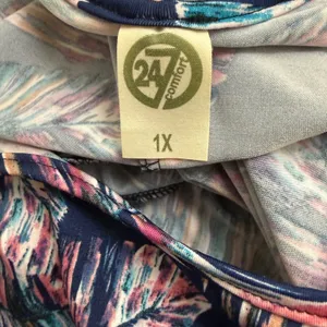 24Seven Comfort Maxi Dress 1X Beach Tropical Palm Coastal Resort Travel Lounge thumbnail 6