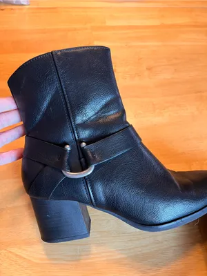 BareTraps Black Leather Mid-Heel Ankle Booties thumbnail 4