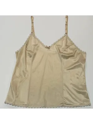 Vintage 80s Sears Champagne Satin Lace Camisole Made USA 36 thumbnail 3