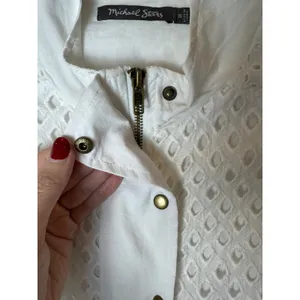 Michael‎ Stars Dress Women Medium White Eyelet Sleeveless Shirt Dress Vest NWT thumbnail 6