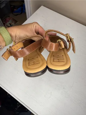Frye HEATHER SLINGBACK STUDDED Flat Pointed gold & Walnut Leather thumbnail 4