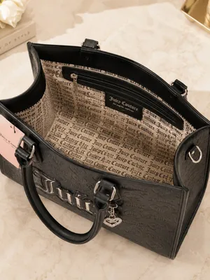 Juicy Couture Upgrade U Black Embossed Mini Tote Gothic Logo NWT thumbnail 4