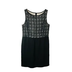LOFT Sheath Dress Womens 8 Black Cream Floral‎ Lace Bodice Sleeveless Business thumbnail 2