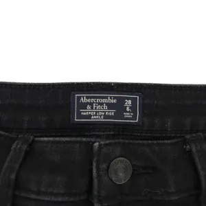 Abercrombie Black Harper Low Rise Ankle Jeans Silver Stripe Sz 6L thumbnail 3