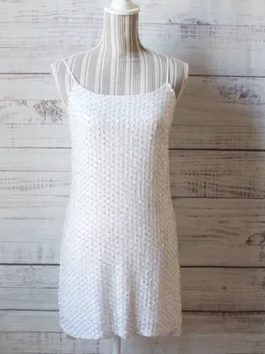 Guess by Marciano White Spaghetti Strap Mini Sequin Dress SIze XSmall thumbnail 2