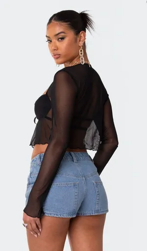 Edikted Tie Front Cupped Mesh Top NWT thumbnail 2