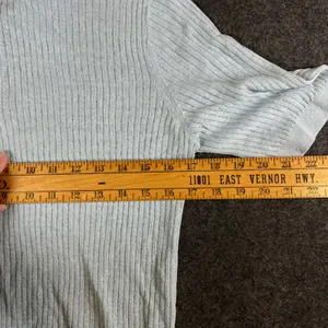 Madewell Womens Light Blue Linen Blend Ribbed Short Sleeve Polo Sweater Size M thumbnail 7