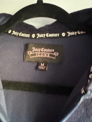 Y2K Juicy Couture Dark Blue Velour Zip Hoodie thumbnail 3