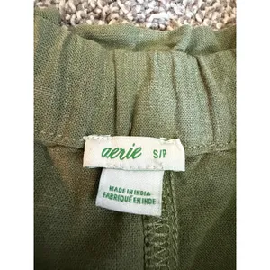 Aerie Olive Green Linen Blend Cargo Pants Women’s Small thumbnail 3