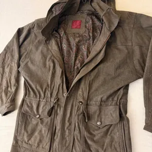 Patricks Cotacachi‎ Ecuador Brown Leather Hooded Field Jacket Paisley Lined thumbnail 9