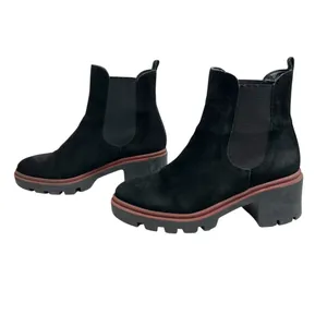 Antonio de Faria Black Suede Chunky Heeled Chelsea Boots thumbnail 4