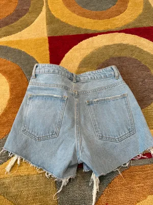 Edikted Denim Jean Shorts Button Fly High Rise Very Distressed Ripped Size XS thumbnail 5