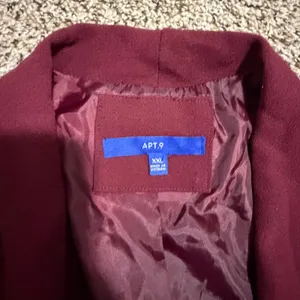 Apt 9 Womens XXL Burgundy Open Front Ruched 3/4 Sleeve Shawl Collar Blazer thumbnail 2