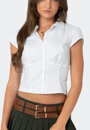 Edikted Massie Tailored Button Up Shirt white size xs thumbnail 1
