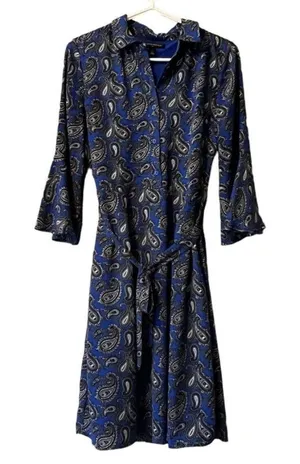 Banana Republic Dress Women Sz 2 Floral Fit & Flare Paisley Cottagecore‎ Peasant thumbnail 1