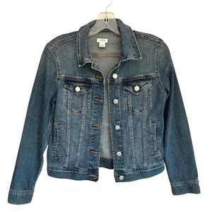 J.Crew Womens Medium Wash Denim Trucker Jacket XS Blue Cotton Button‎ Up Pockets thumbnail 2