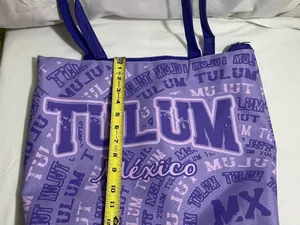 Tulum Mexico Purple Zipper Tote Bag Travel Beach Shopping Souvenir Polyester thumbnail 10