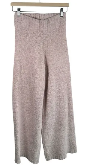 Skims Cozy Knit Pants Sz S/M Pink Fuzzy Teddy Cozy Long Pull On Wide Leg thumbnail 1