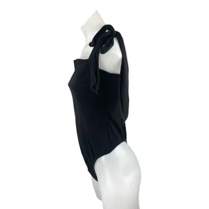 NEW Free People Intimately Lola Black Tie Shoulder Sleeveless Bodysuit Top Sz L thumbnail 3