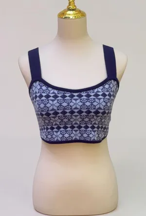 Intimately Free People Crop Top M Blue Geometric Knit snowflake Nordic Boho thumbnail 1