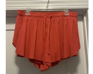 Women's Mid-Rise Double Layer Flowy Run Shorts Red Pink JoyLab Size Large Gym thumbnail 1