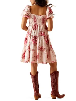 Women’s Ariat Sweetie Wild Flower Floral Smocked Dress Pink Size M thumbnail 2