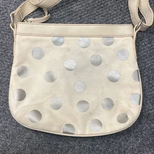 Fossil Polka Dot Crossbody Purse White Silver Canvas Soft Small thumbnail 5