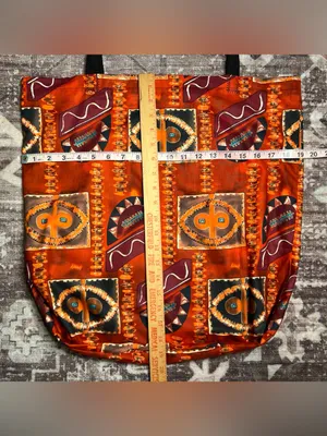 Unisex Boho Maximalist Fabric Tribal Shoulder Tote Bag Casual Everyday Wear|LRG thumbnail 2