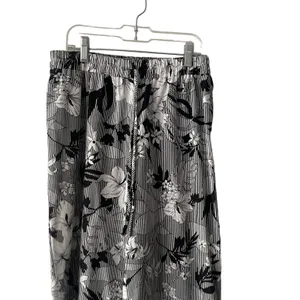 Anthropologie Monteau M Linen Blend Floral Black White Wide Leg Pants Coastal‎ Lightweight thumbnail 2