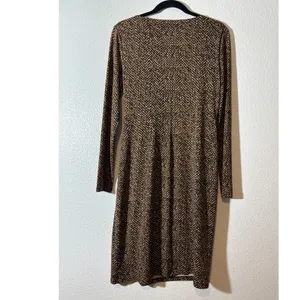 Lauren Ralph Lauren Size 10 Brown Snakeskin Print Faux-Wrap Long Sleeve Dress thumbnail 3