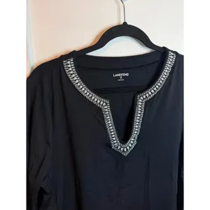 Lands’ End Black Embroidered Swim Cover Tunic thumbnail 5