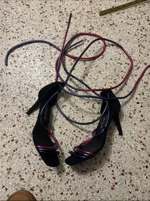 Free People Jessa Metallica Cord Ankle Wrap Suede Heels 7/38 thumbnail 5