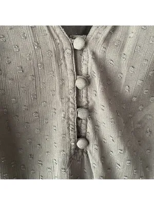 $59 Abercrombie and Fitch Black Flutter Sleeve Swiss Dot Button Bodysuit XS thumbnail 5